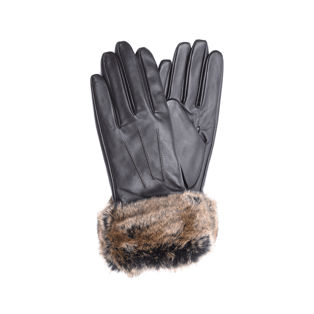 Barbour Fur Trimmed Leather Gloves